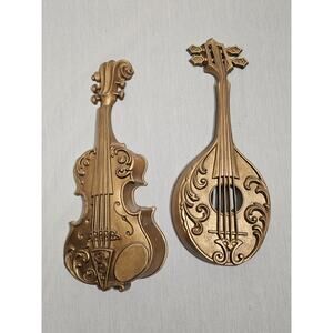 Music Wall Decor Sexton Co. USA Metal Violin Mandolin 1975 VTG Made in USA